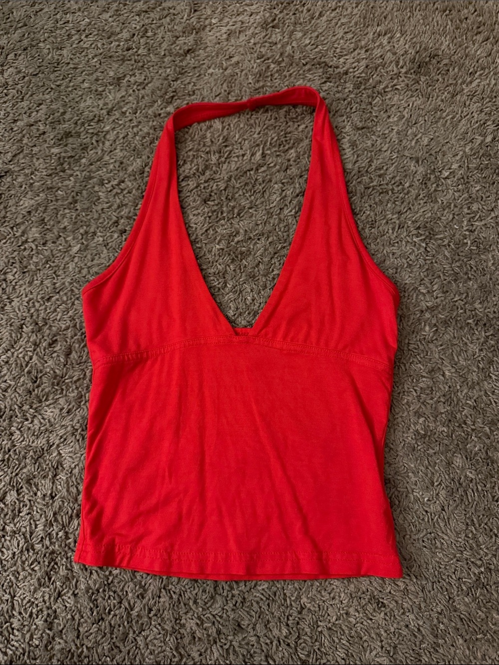 Red Halter V-Neck Women's Tank Top